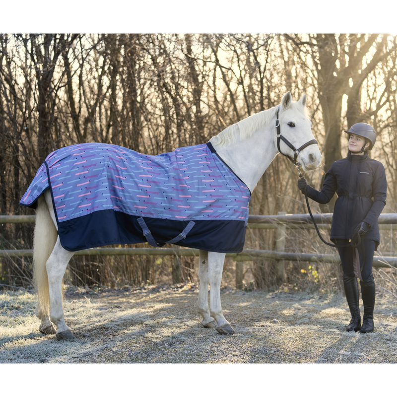 Hy StormX Original Dorris The Dachshund 0 Turnout Rug - Riviera/Navy-1